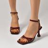 Women Sandals Sexy Square Open Toe High Heels Shoes Patent Leather Ankle Strap Sandals Women Summer Elegant Party Office Shoes