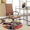 1pc Anime Design Round Carpet - Office Chair Mat with Golden Floral Pattern, Non-Slip Rug for Home Decor