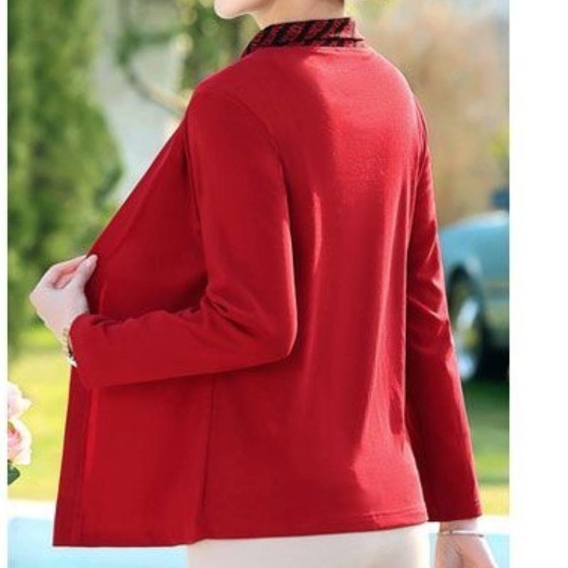 Neue Damen Frühling und Herbst Pullover Rundhals Patchwork Modisch Einfarbig Gestreift Elegant Locker Langärmlig Tops