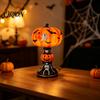 Decorative Resin Lamp Halloween Vintage Table Lamp, Retro Pumpkin Skeleton Black Cat Warm Yellow Atmosphere Light Night Light, Gothic Bedside