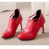 Dámské elegantní špičaté kotníkové boty podzim zima červené s přezkou na pásku PU kůže krátké boty žena tenký podpatek párty boty