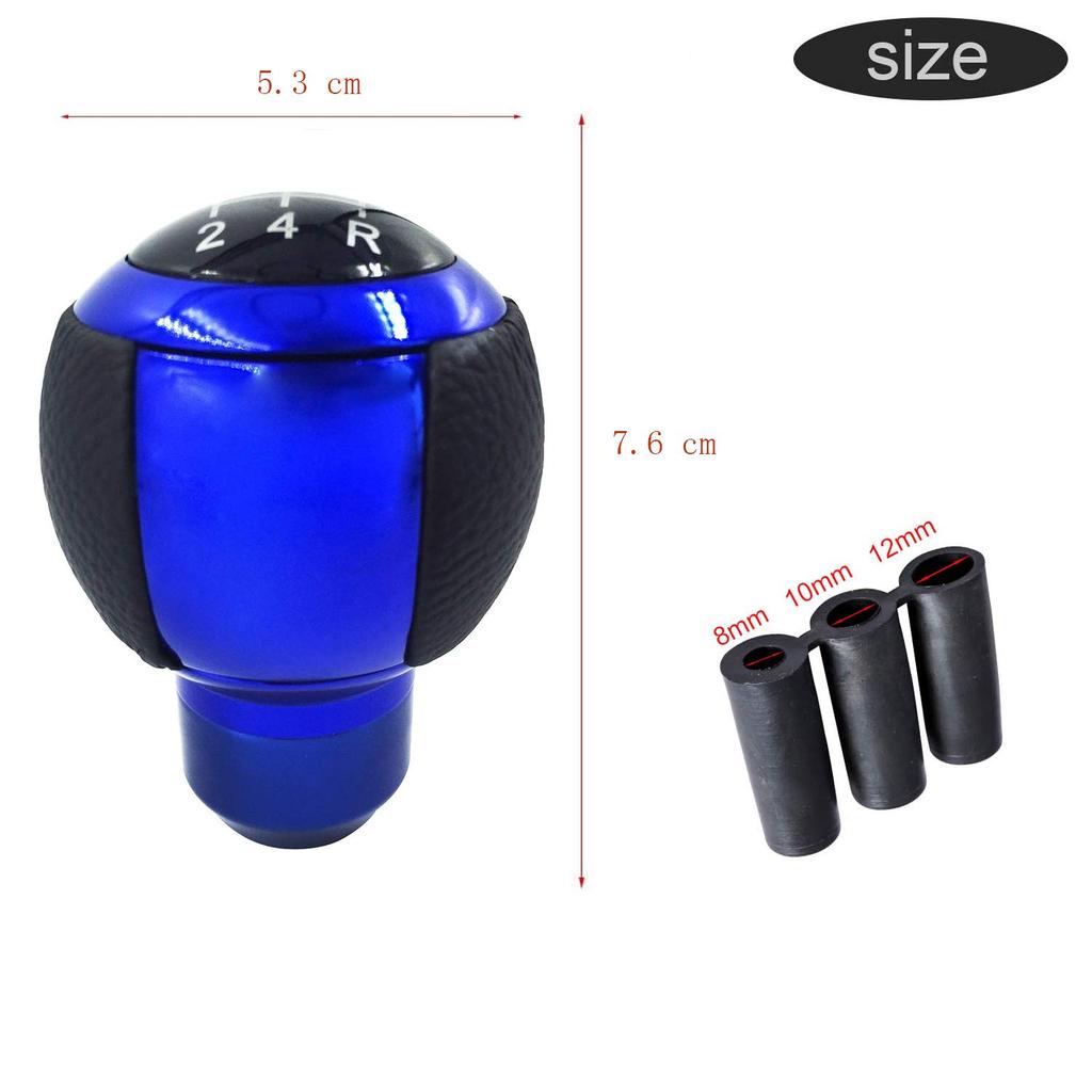Bashineng Leather Gear Shifter Knob Head 5 Speed Stick Shift Auto Manual Truck Car Accessories Universal (Blue)