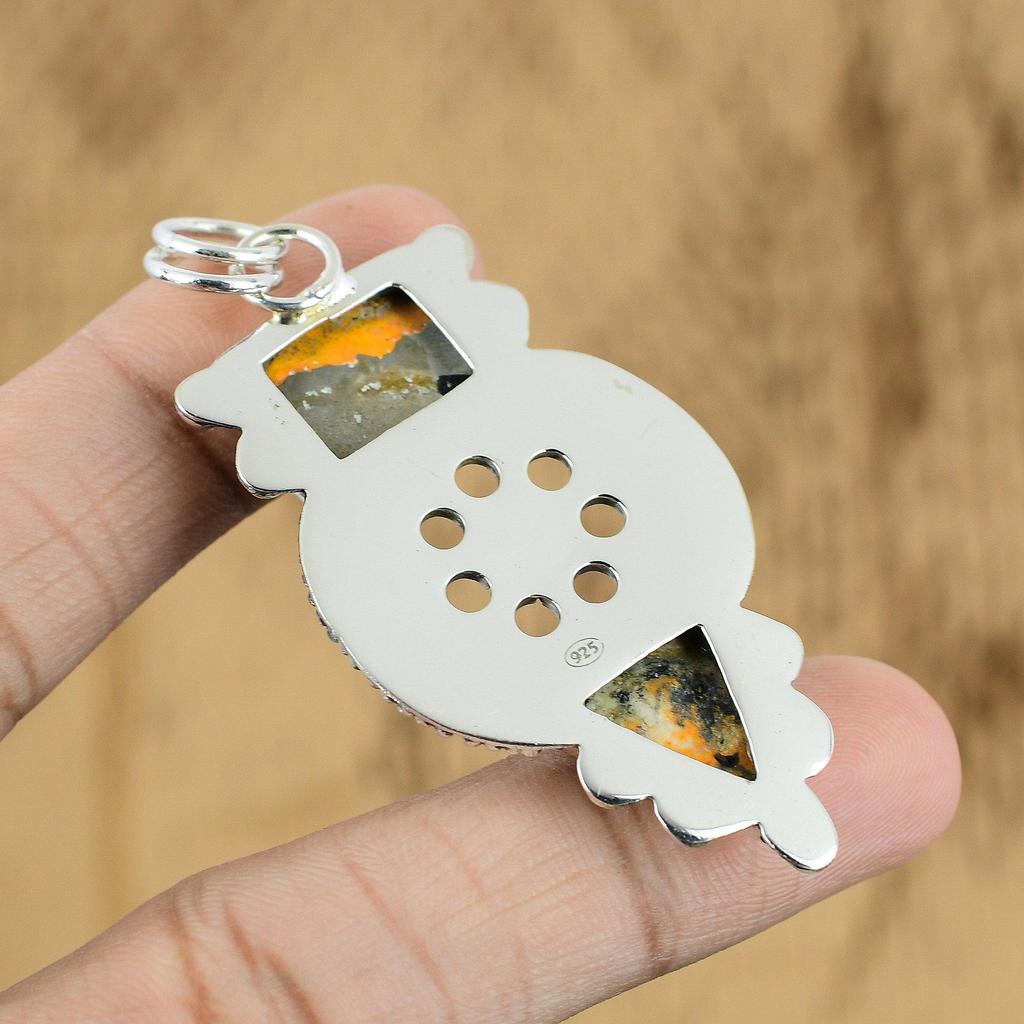 Wedding Gift For Her 925 Silver Natural Bumble Bee Jasper Gemstone Pendant