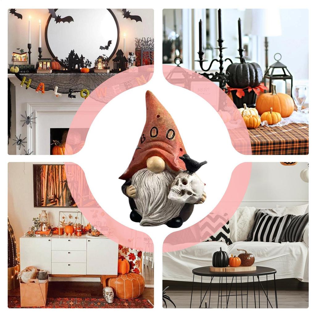 Halloween Gnome Statue Creative Cute Gnome Statues Resin Gnome Statue Halloween outdoor horror dwarf old man resin craft