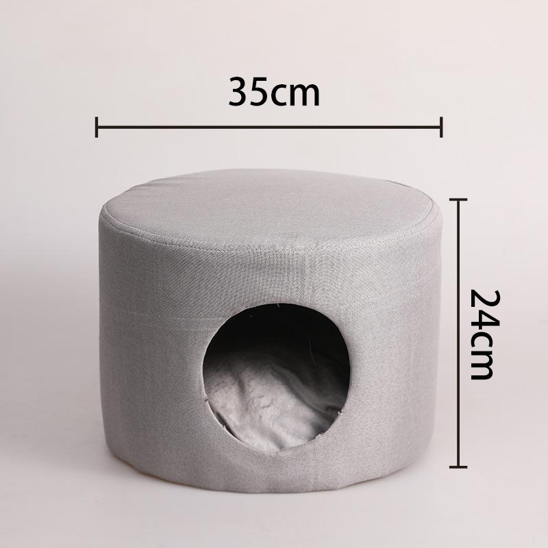 Solid Wood All-Season Cat Bed Stool: Warm Winter Semi-Enclosed Pet Bed for Kittens and Puppies