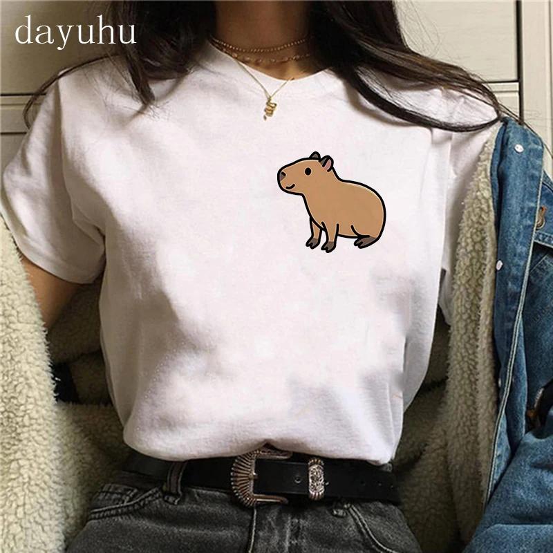 Clothes Girl Capybaras T Shirt Female Casual Top Clothes Funny Capybara Tshirt Women T-Shirt Capibara Cartoons