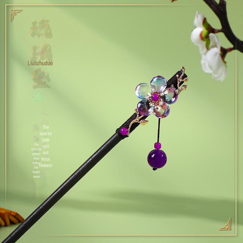 Ancient Style Ebony Imitation Wooden Tassel Hairpin - Hanfu Accessory for Women