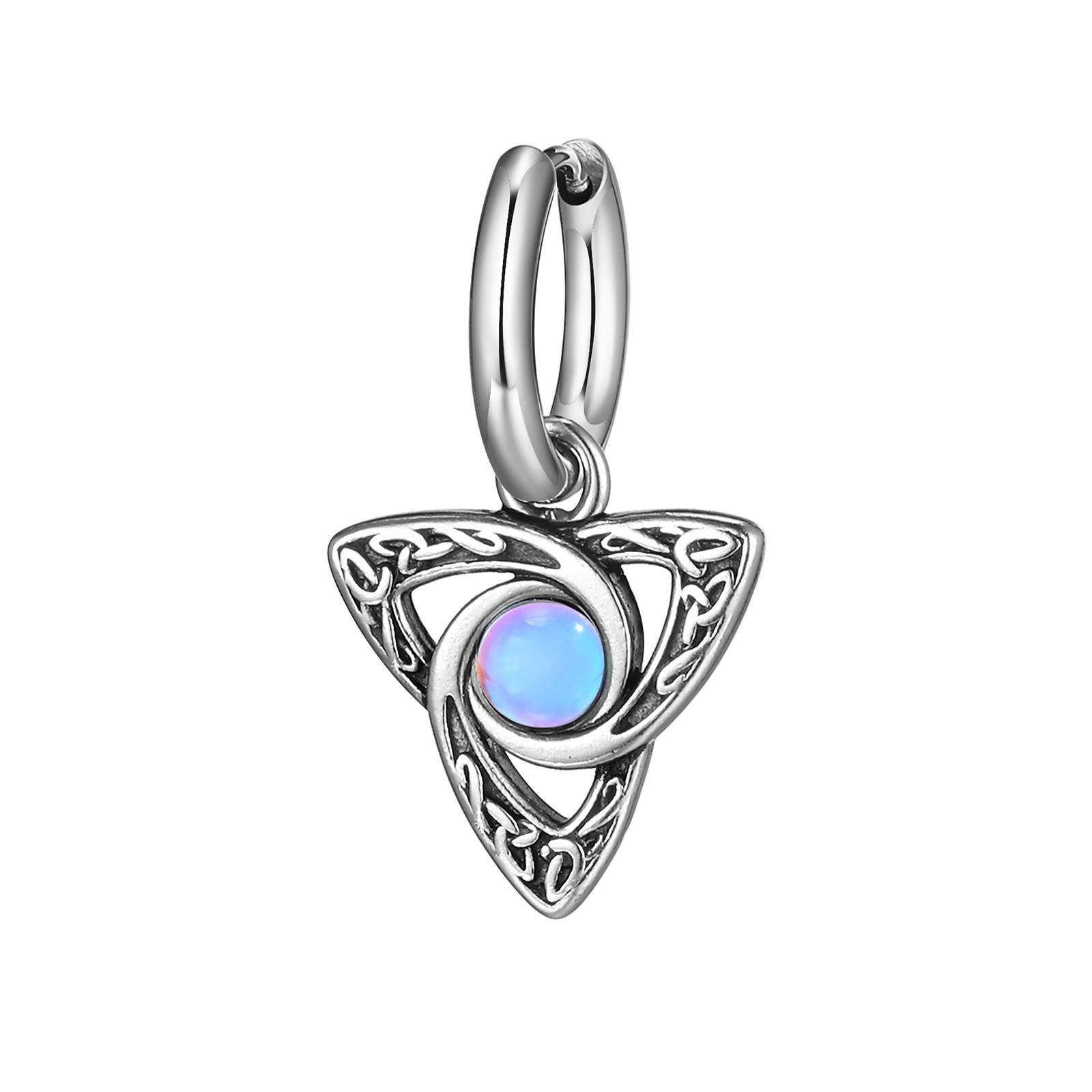 

Vnox Ретро Серьги-треугольники с кельтским узлом для мужчин и женщин, Серьги-кольца с камнем черный опал, Винтажные геометрические серьги из нержавеющей стали