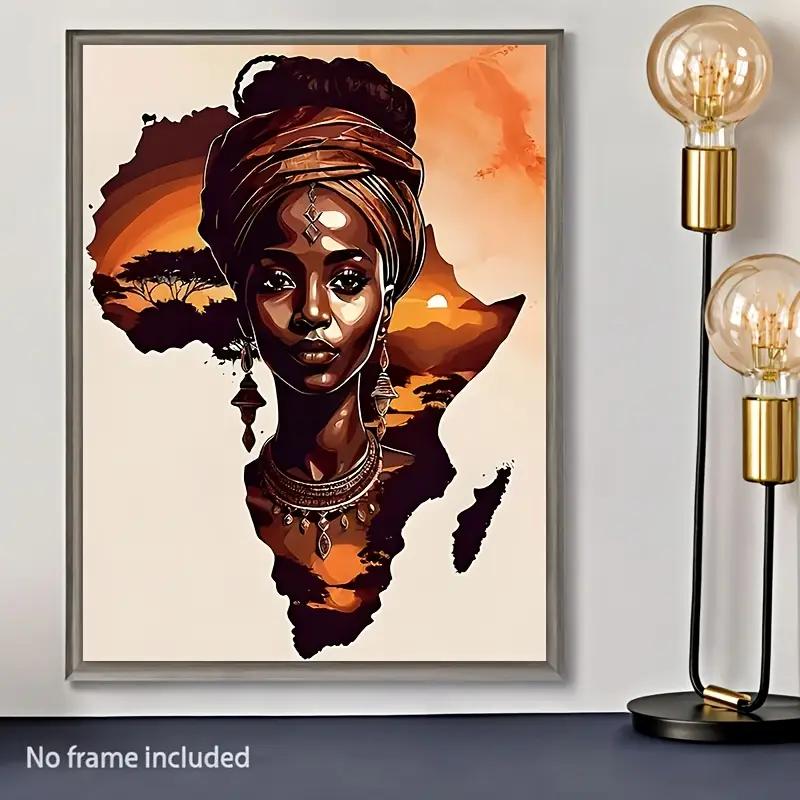 Modern African Tribal Women Canvas Art Print - Frameless, Waterproof Abstract Wall Decor for Living Room, Bedroom, Office, Dinin