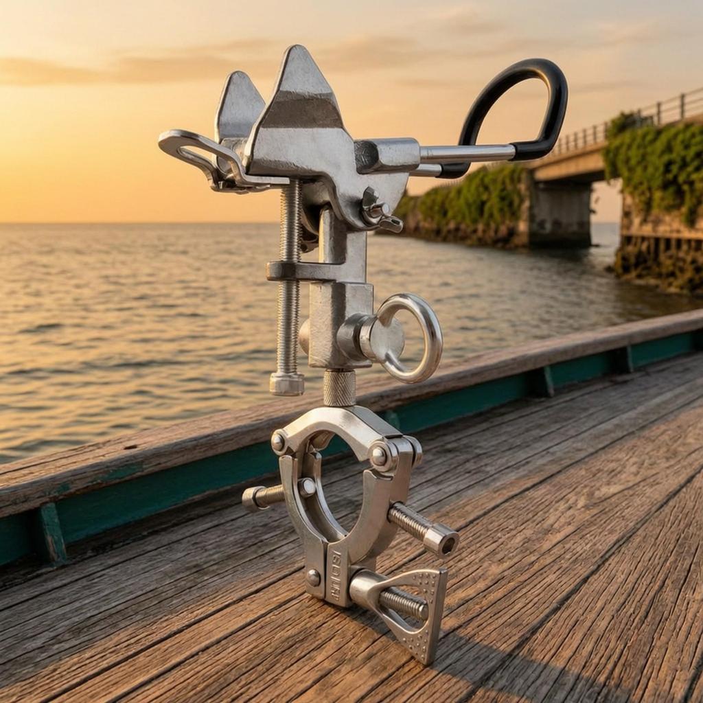 Fishing Rod Support Bracket Multi-position Clamp for Boat Hull Rails