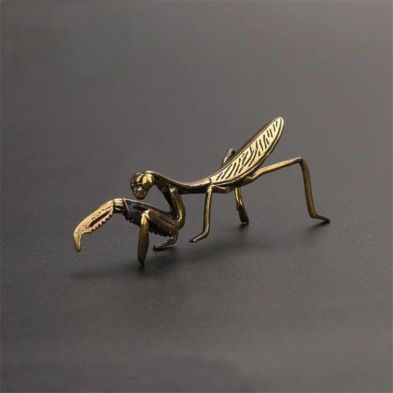Retro Gottesanbeterin Kleines Bronze-Ornament, Teetier, Teespiel, Insektenkunst, Mini-Schreibtischdekoration