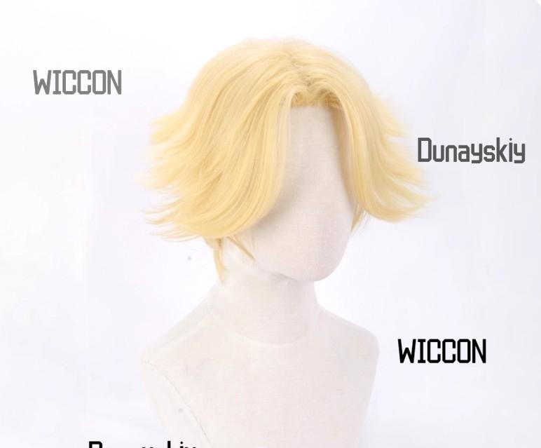 Hazbin Abel Neue Cosplay-Perücke Goldene Gespaltene Kurze Haare Perücke Cool Damen Herren Party Täglich Fans Geschenke Karneval Halloween