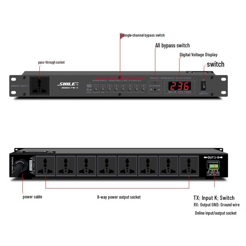 SHILE Professional 8-Channel Audio Power Sequencer Controller YW-9
