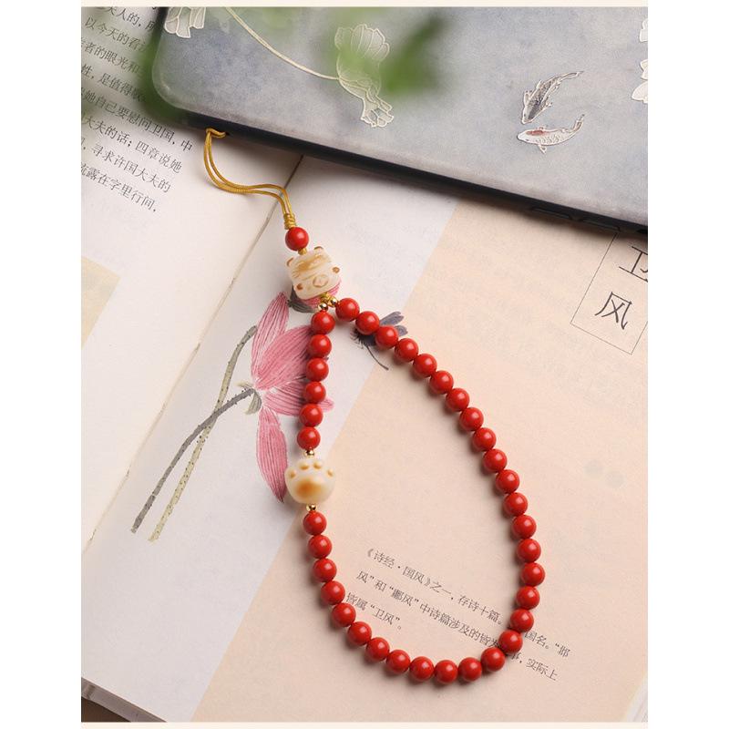 Natural Cinnabar Cat Paw Pendant: Red Sand Bodhi Lanyard - Cute, Fresh, and Stylish Chinese-Style Gift for Girls