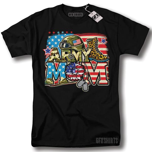 Army Mom Shirt Military Mom Patriotic American Pride Graphic T-shirt S