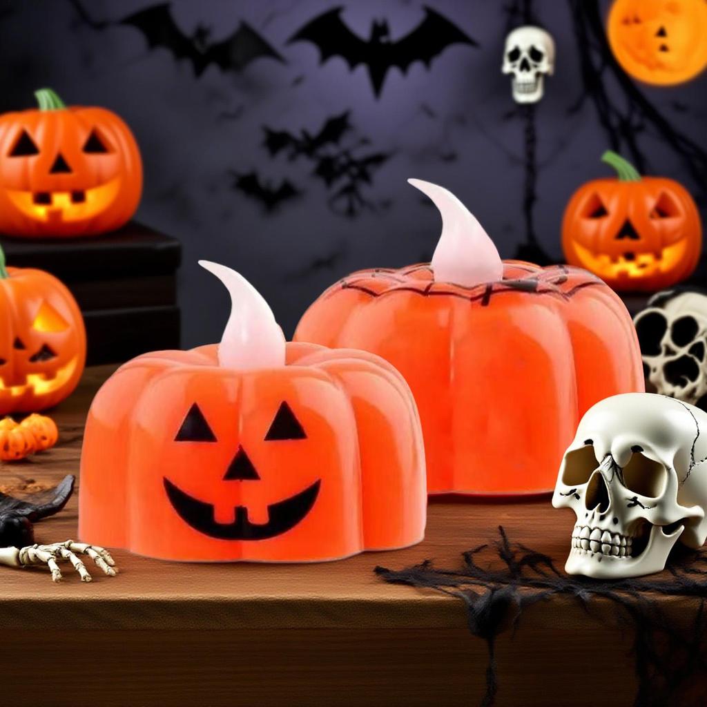 Flickering Tea Lights Flameless Flickering Pumpkin Lights 12 Pieces Halloween LED Lamp For Celebration Event Party Bedroom