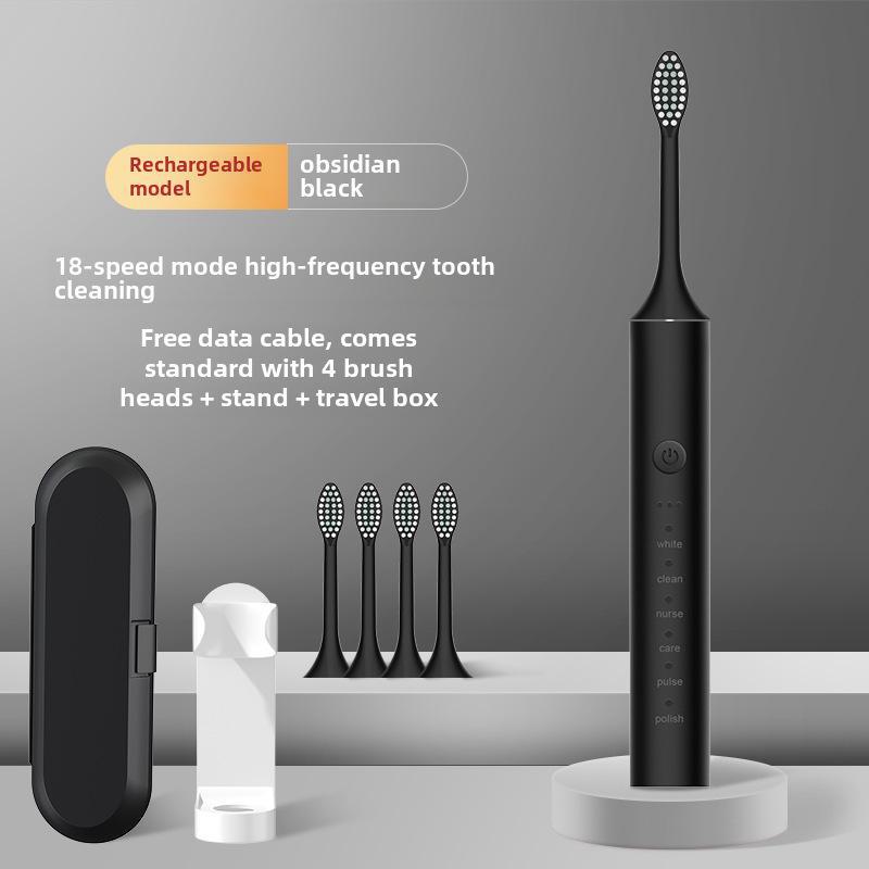Unisex Rechargeable Ultrasonic Toothbrush with Soft Bristles for Travel and Home Use