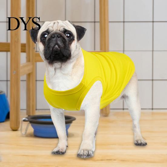 Dog Vest Solid Color Round Neck Elastic Pet Clothes Cotton T-shirt Summer Puppy Costume