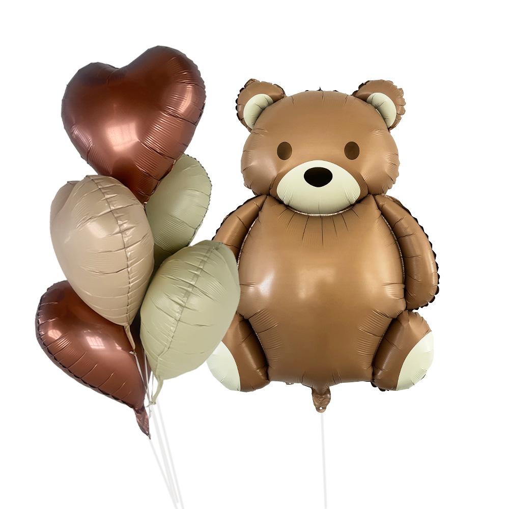 Matte Bear Aluminum Film Balloon Set Love Digital Children'S Birthday Party Decoration Decoration Bear Birthday Party