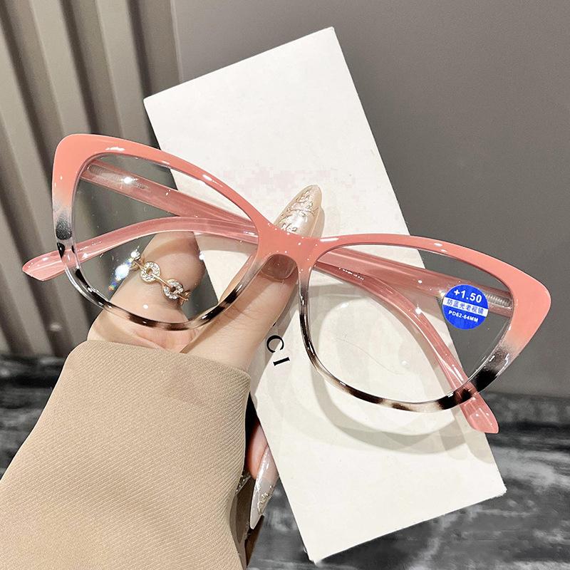 Anti Blue Light Cat Eye Reading Glasses Presbyopia Hyperopia Women Computer Eyewear Spring Legs Eyeglasses +1.0 +1.5 +2.0 +2.5