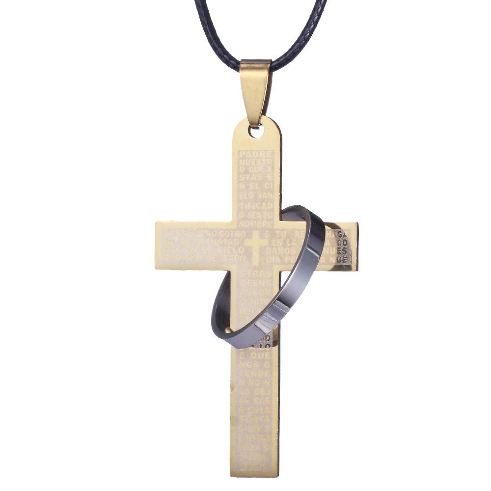 ZRM Jewelry Stainless steel Bible Necklace Jesus Cross Pendant For Men Women Gifts