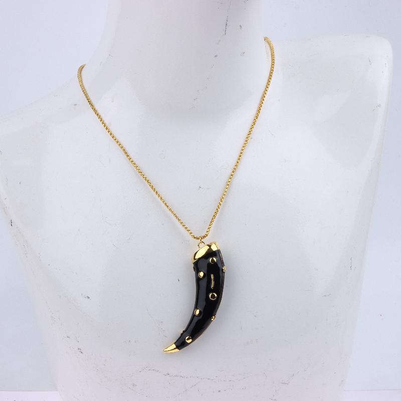 Personalized Enamel Horn Pendant Necklaces For Women Luxury Design Long Necklaces Vintage Chunky Jewelry Gift