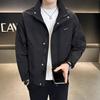 2025 autumn new high-end jacket men's woven splicing on clothes trend versatile spring and autumn stand-up collar jacket men