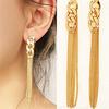 Women Big Long Chain Earrings Fancy Golden Tassel Chains Ear Charm Stud Earrings