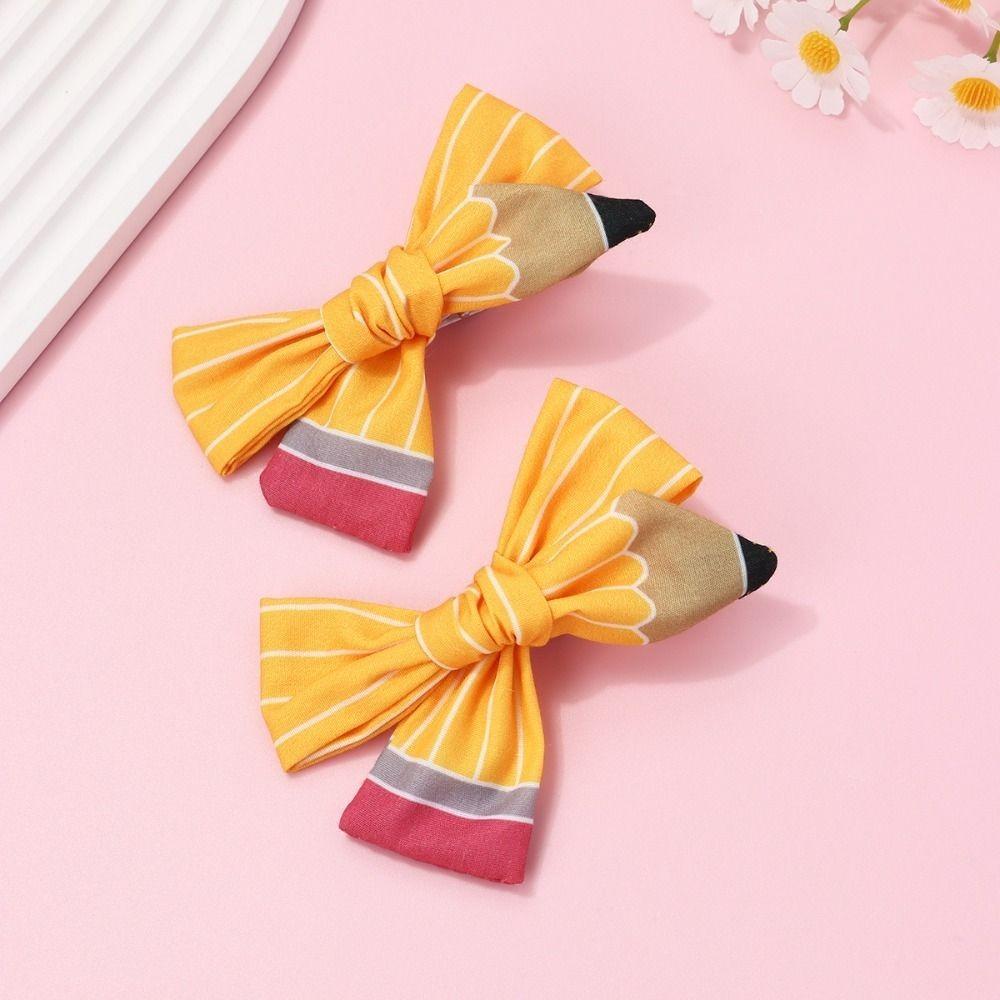 

Желтые банты для волос Заколки для волос к школе для девочек Карандашная повязка на голову Ободок Учитель Ученик 2pcs