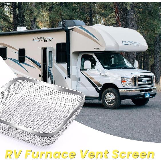 SheeChung RV Furnace Vent Screen, Flying Ect Screen Water Heater Cover For Camper, 4.5 X 4.5 X 1.3 Inch, Stainless Steel Screen With Tallation Tool &