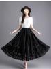 Trendy Lace Trim Long Maxi Skirt, Slimming Effect Mesh Fairy Ruffles Dress