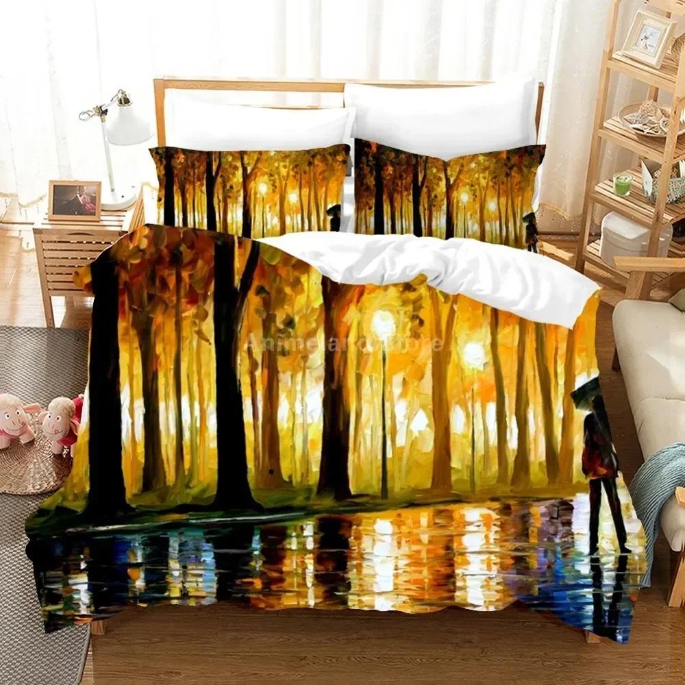 3D Print Oil Painting Van Gogh Star Sky Comfortable Duvet Quilt Cover Pillowcase Bedding Set Bedroom Decoration Home Textile