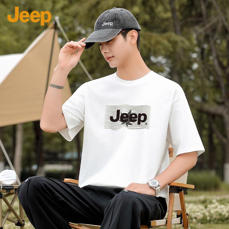 JEEP Men s Heavyweight 100% Cotton Drop Shoulder Short Sleeve T-shirt XL