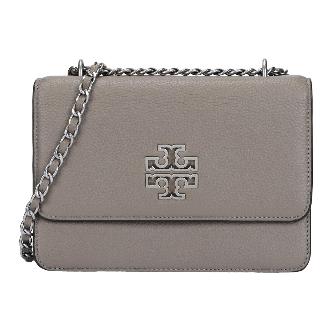 

Tory Burch Britten Classic Logo Chain Shoulder Strap Crossbody Bag Small Women bags Heron-Gray 73505-082 Shopping Bag Set(Basic Set+Shopping Bag)
