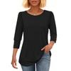 Women's Fashion Casual Solid Color Round Neck Seven-quarter Sleeve T-shirt Top