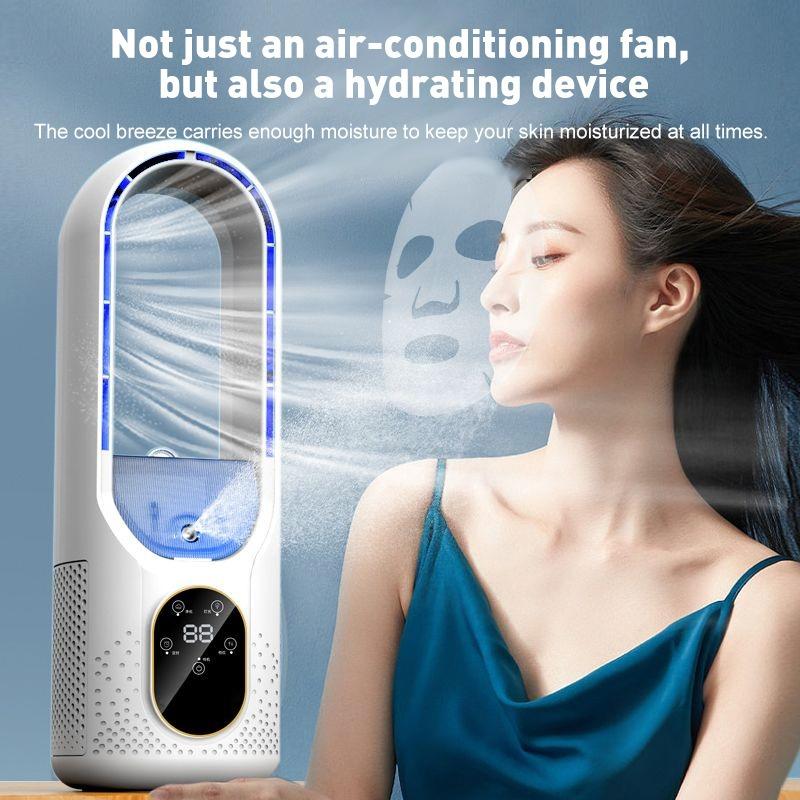 Mini Desktop Air Cooler - Office Cooling and Humidifying Fan with Bladeless Spray Cooling Device, USB Air Conditioner Fan Y088