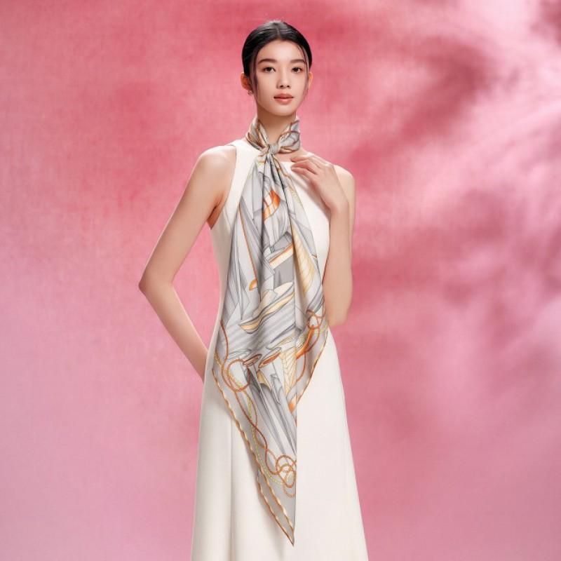 100% Silk Scarf 86x86cm Square Shawl Women Gift Fashion Office Party