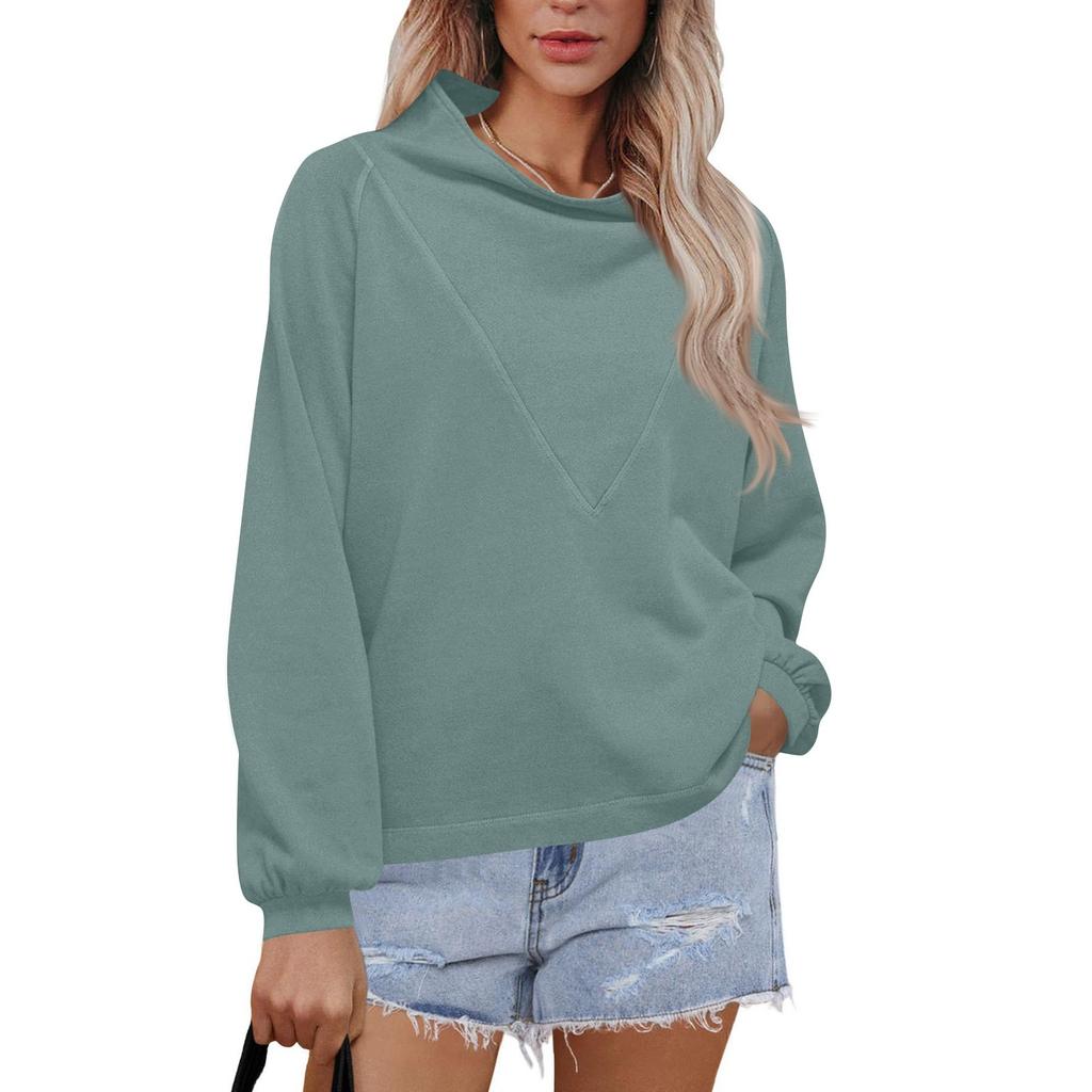 Women's Fashionable Long-sleeved Pullover And Solid-color Sweatshirt