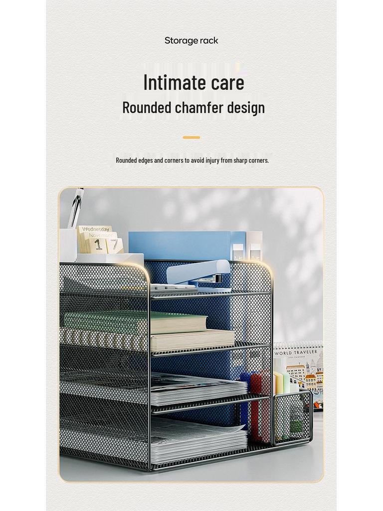 Metal Desktop File Organizer: Office Folder Storage & Bookend Rack