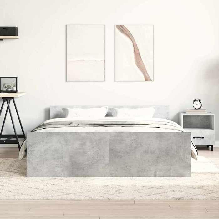 VidaXL Cadre de lit tête de lit et pied de lit gris béton 150x200 cm 3203757