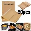 50Pcs Unbleached Baking Parchment Paper Sheets for Air Fryer Oven Grill Non Stick Cake Bread Cookies Pizza Roasting Healthy