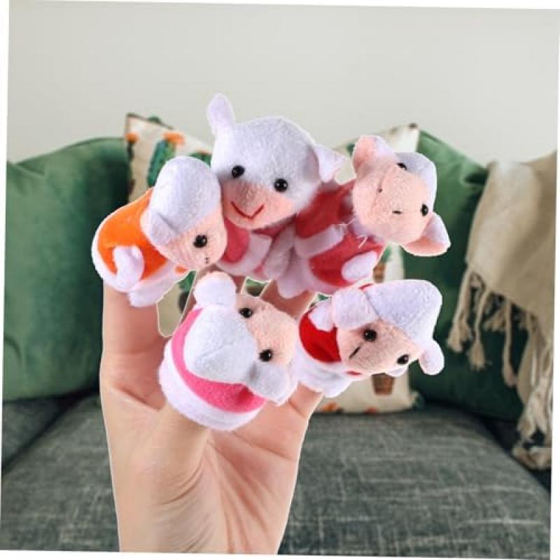 Milisten Wolf and Lambs Finger Puppets Soft Durable Hand Puppets for Interactive Play at Home and School Gifts for Boys and Girls
