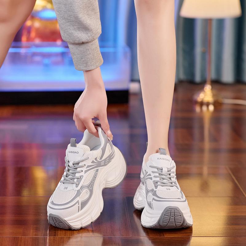 Thick-soled dad shoes women's spring new versatile mesh sports casual shoes 8cm height-increasing women's shoes