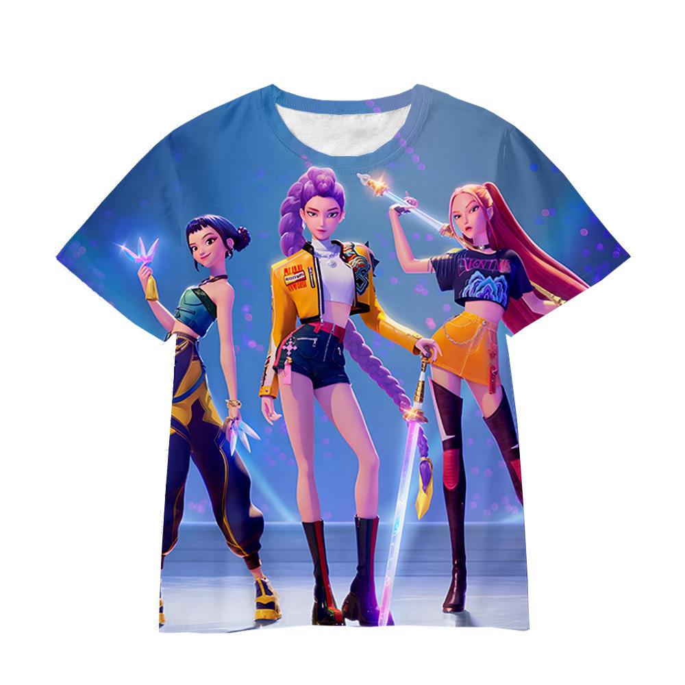 Kpop Caça às Bruxas Grupo Impressão 3D Camisetas Infantis Meninas Meninos Anime Desenho Animado Moda Casual Camisetas Macias