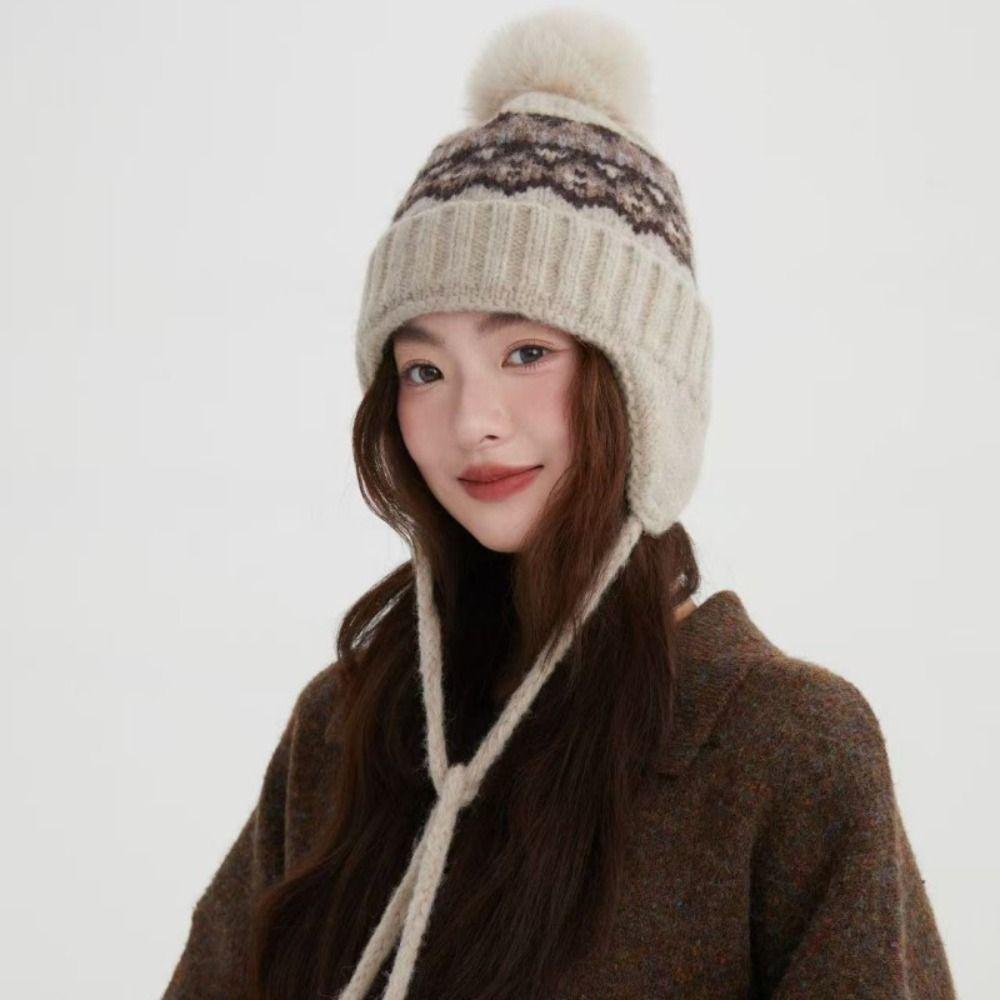 Wool Fair Isle Style Beanies Printed Lei Feng Hat Fashion Jacquard Knitted Hat  Outdoor