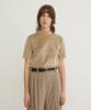 Step Around Velvet Mock Neck T Shirts_Beige