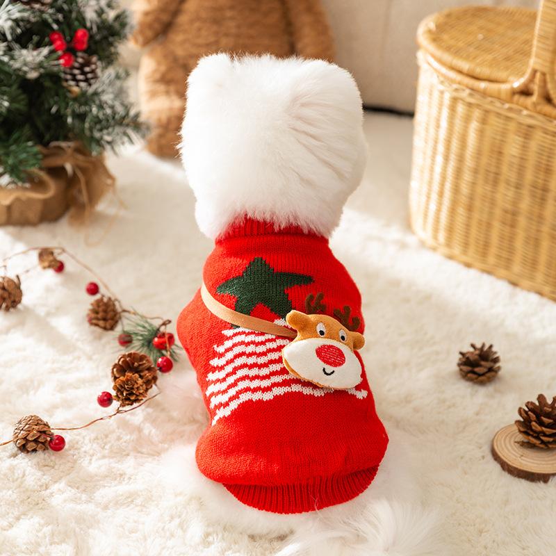 Podzimní Zimní Vánoční Losí Svetr pro Psa Kočka Pletený Svetr na Dvě Nohy Novoroční Kardigan Svetr pro Psa Značkové Psí Oblečení