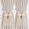 Ručně tkané masivní dřevěné magnetické uzlové spony na závěsy v boho stylu vhodné do obývacího pokoje, ložnice, domácí dekorace