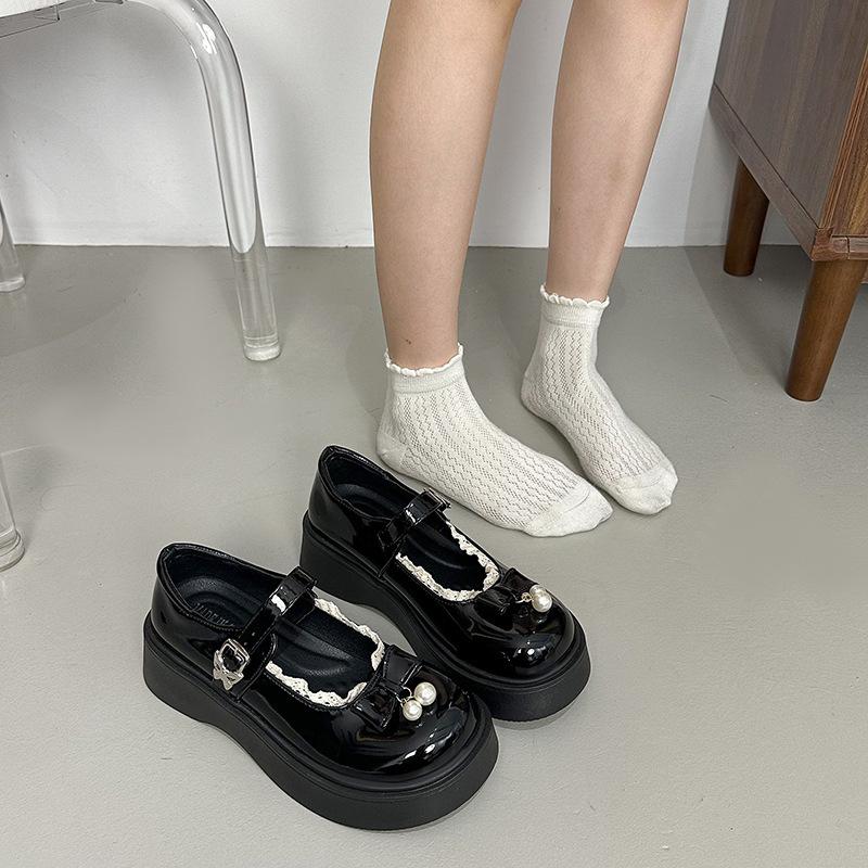 

Мэри Джейн 2025 новая корейская универсальная юбка маленькие кожаные туфли женские белые туфли на платформе одинарные французская внешняя торговля 40 чёрный