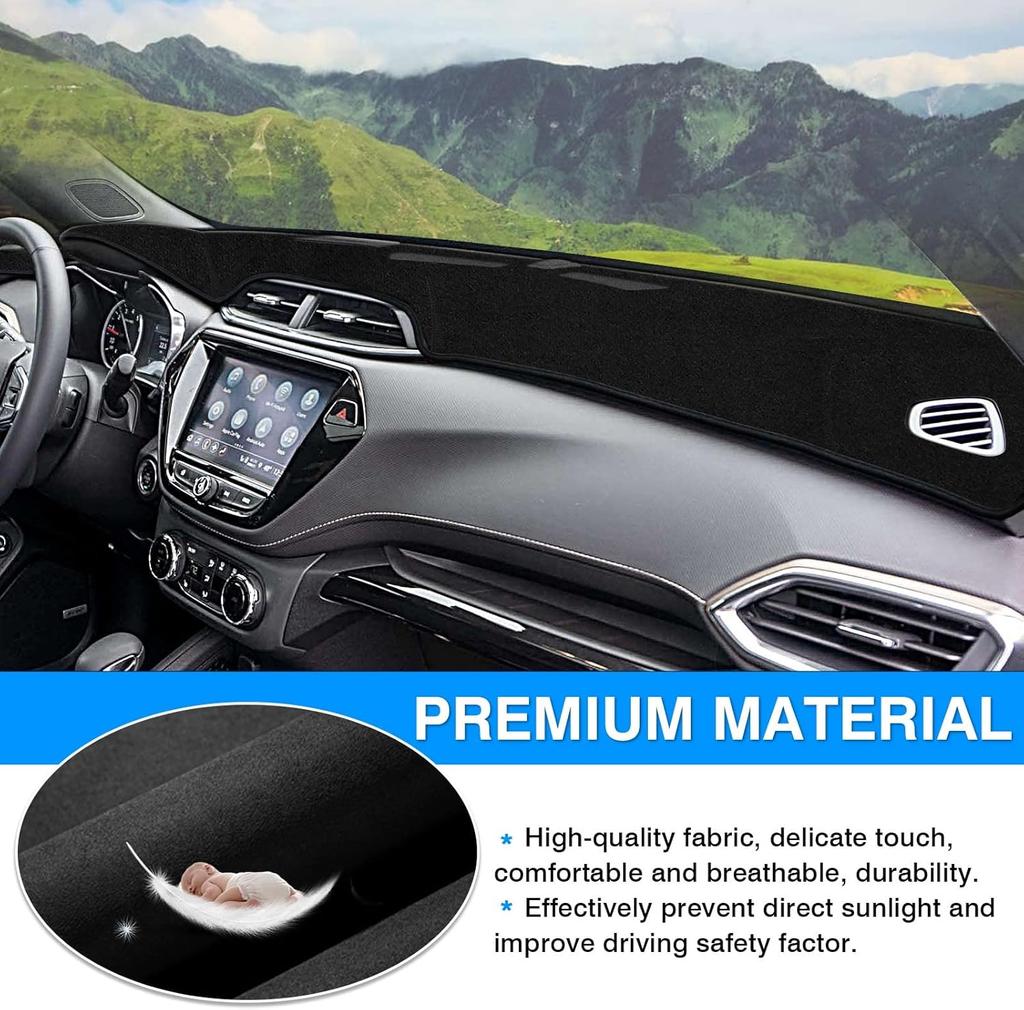 Custom Flannel Dashboard Cover for 2026-2026 Chevrolet Blazer - Non-Slip Black Dash Mat, Sun Shade Anti-Glare UV Protection